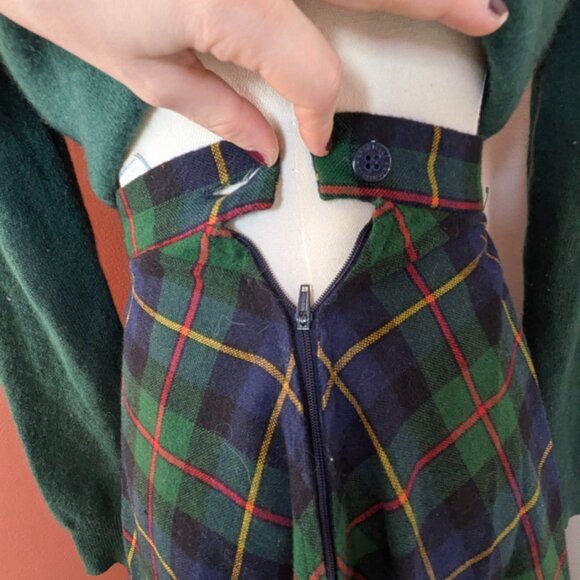 87 Vintage High waisted stripe skirt wool and polyester - Picture 4 of 11